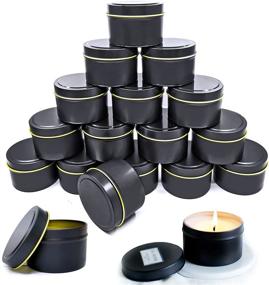 img 4 attached to 🕯️ 16-Piece Black Candle Tin Set for DIY Candle Making and Storage