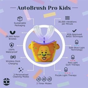 img 3 attached to 🦁 AutoBrush Pro Kids: 28,000 Nylon Bristles Electric Toothbrush - Fun & Healthy Oral Care Habits (Single-Sided, Lion, Ages 6-8)