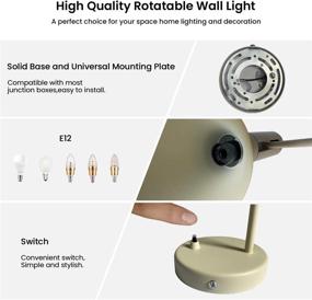 img 2 attached to Современные минималистские настенные светильники в скандинавском стиле Реплика настенного бра с регулируемой головкой Держатель E12 - Кремовый белый