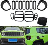 🔲 black exterior trim kit set 14pcs for jeep renegade 2015-2018: yoursme door fuel filler cap, front mesh grilles, headlight, and taillight covers logo