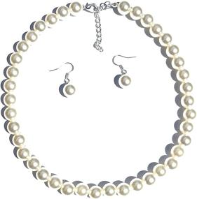 img 3 attached to 👑 Stylish Faux Pearl Necklace with Earrings for Girls by Millennium Design