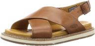 👡 stylish women's flat leather sandal with cross strap design logo