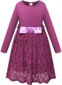 img 4 attached to Bonny Billy Girl's Satin Lace Casual Dress with Bow - Kids Clothes