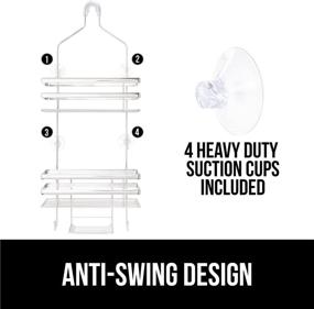 img 3 attached to 🦍 Gorilla Grip Anti-Swing Oversized Shower Caddy – Rust Resistant Organizer for Showerhead – Holds 11 lbs – Strong Suction Cups – Hooks – Easy Hanging Bathtub Shampoo and Accessories Caddies – 3 Shelf – Chrome