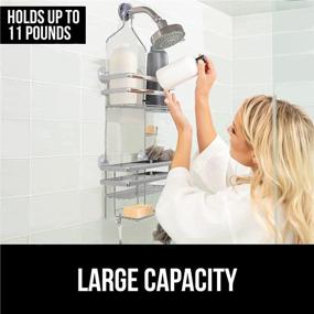 img 1 attached to 🦍 Gorilla Grip Anti-Swing Oversized Shower Caddy – Rust Resistant Organizer for Showerhead – Holds 11 lbs – Strong Suction Cups – Hooks – Easy Hanging Bathtub Shampoo and Accessories Caddies – 3 Shelf – Chrome