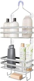 img 4 attached to 🦍 Gorilla Grip Anti-Swing Oversized Shower Caddy – Rust Resistant Organizer for Showerhead – Holds 11 lbs – Strong Suction Cups – Hooks – Easy Hanging Bathtub Shampoo and Accessories Caddies – 3 Shelf – Chrome