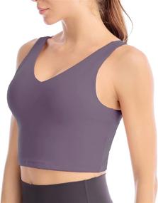 img 3 attached to 🏋️ Sweelivin Longline Sports Bras: Seamless, Padded Strappy Tank Tops for Women's Yoga & Workout