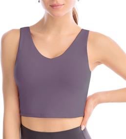 img 2 attached to 🏋️ Sweelivin Longline Sports Bras: Seamless, Padded Strappy Tank Tops for Women's Yoga & Workout