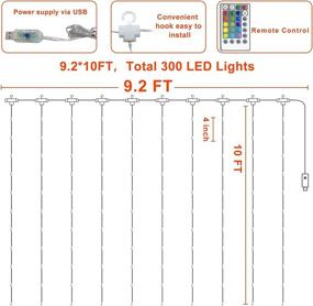 img 1 attached to 🎄 Sparkling Christmas Decor: TURNMEON 300 Led RGB Curtain Lights with Remote Control - 16 Color Changing Fairy String Light for Xmas Home Party Decoration