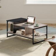 🔲 homooi small coffee table: space-saving 2-level tabletop, oak & black, 31.5-inch, wood & metal, rectangle логотип