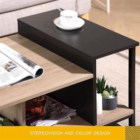 img 2 attached to 🔲 HOMOOI Small Coffee Table: Space-Saving 2-Level Tabletop, Oak & Black, 31.5-inch, Wood & Metal, Rectangle