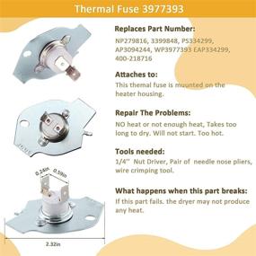 img 2 attached to 🔥 High-Limit Thermostat, Dryer Thermal Fuse, Cut-off Switch, Cycling Thermostat - Compatible with Whirlpool Kenmore Maytag - Replaces Parts 3399693, PS345113, AP6008325