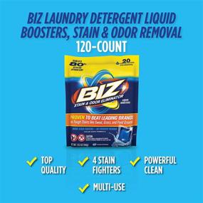 img 3 attached to Biz Liquid Laundry Detergent Boosters - 120-Count, Powerful Stain & Odor Removal Solution