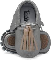 👞 tatertots silver moccasins: genuine leather boys' shoes for style and comfort logo