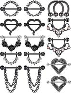anicina 14g nipple rings: 👙 stylish barbell piercing jewelry for women logo