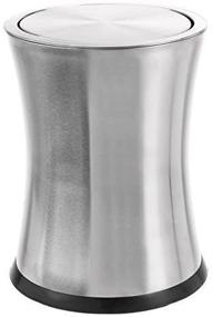 img 2 attached to 🗑️ Stainless Steel Bennett Swivel-A-Lid Small Trash Can - Modern Home Décor, Round Silver Wastebasket with Attractive Center-Inset Design