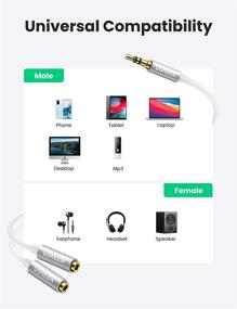 img 1 attached to 🎧 UGREEN Headphone Splitter Cable: 3.5mm Male to Female Dual Audio Stereo Adapter for Earphone Headset - Compatible with iPhone Samsung Tablet Laptop (White)