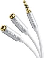 🎧 ugreen headphone splitter cable: 3.5mm male to female dual audio stereo adapter for earphone headset - compatible with iphone samsung tablet laptop (white) logo