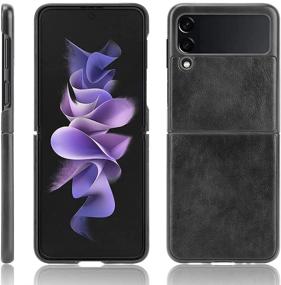 img 2 attached to SunStory PU Leather and Hard PC Slim 2021 Galaxy Z Flip 3 Case - Black