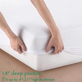 img 1 attached to 🛌 Twin Waterproof Mattress Protector: Premium Microfiber, Breathable Cover for 8-21 Inch Ultra Soft, Noiseless Mattress Pad
