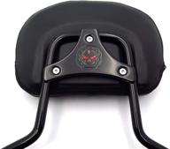 🏍️ httmt mt501-005+s-gbk adjustable gloss black backrest sissy bar with leather pad and skull mounting plate for harley davidson touring road king street glide (docking not included) logo