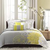 🌼 madison park lola cotton quilt set - casual floral design, lightweight and all-season bedding, yellow king/cal king (104"x94") - 6 piece set logo