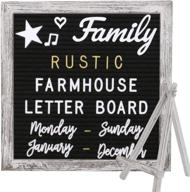 farmhouse rustic black felt letter board 10x10 inches with stand easel 748 pre-cut letters 11 cursive words shabby chic wood frame changeable message board with letters (white and metal gold) logo