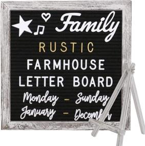 img 4 attached to Farmhouse Rustic Black Felt Letter Board 10X10 Inches With Stand Easel 748 Pre-Cut Letters 11 Cursive Words Shabby Chic Wood Frame Changeable Message Board With Letters (White And Metal Gold)