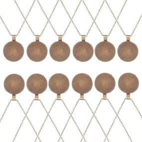 img 3 attached to 📿 IGOGO Round Pendant Trays and 24-Inch Length Vintage Style Necklaces in Antique Bronze, 1-Inch Diameter, Set of 12 Pieces