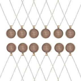 img 4 attached to 📿 IGOGO Round Pendant Trays and 24-Inch Length Vintage Style Necklaces in Antique Bronze, 1-Inch Diameter, Set of 12 Pieces