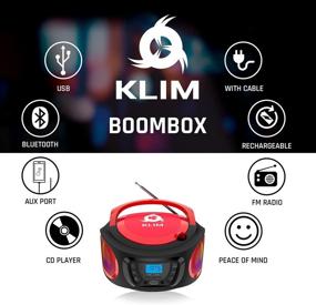 img 1 attached to 🔊 KLIM Boombox Portable Audio System 2021 - Red: FM Radio, CD Player, Bluetooth, USB, AUX - Rechargeable Batteries, Wired & Wireless Modes, Compact & Sturdy
