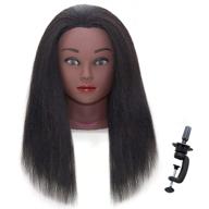 🎀 dzfayesm 100% real hair mannequin head, suitable for beauty makeup, display stand for hairstyling practice, weaving, styling, training, coloring, dyeing, curly hair - use for doll head band logo