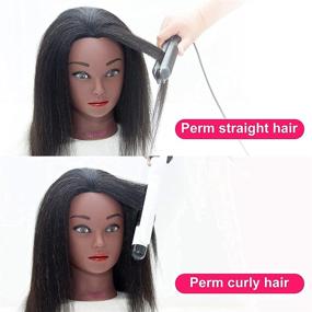 img 2 attached to 🎀 DZFAYESM 100% Real Hair Mannequin Head, Suitable for Beauty Makeup, Display Stand for Hairstyling Practice, Weaving, Styling, Training, Coloring, Dyeing, Curly Hair - Use for Doll Head Band