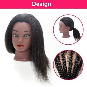 img 3 attached to 🎀 DZFAYESM 100% Real Hair Mannequin Head, Suitable for Beauty Makeup, Display Stand for Hairstyling Practice, Weaving, Styling, Training, Coloring, Dyeing, Curly Hair - Use for Doll Head Band