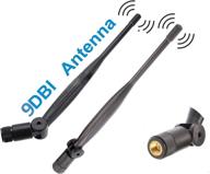 2x wifi antenna 9dbi dual band rp sma universal connector for router, pc desktop, usb adapter, pcie cards, ip camera, drone, ps4 build, wireless range extender - 2.4ghz, 5ghz, 5.8ghz logo