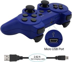 img 1 attached to 🎮 Wireless Playstation 3 Controller Bundle - Ceozon PS3 Remote Joystick with Bluetooth for Sony Playstation 3, Includes 2 Controllers (Black + Blue) with Charging Cables
