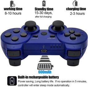 img 2 attached to 🎮 Wireless Playstation 3 Controller Bundle - Ceozon PS3 Remote Joystick with Bluetooth for Sony Playstation 3, Includes 2 Controllers (Black + Blue) with Charging Cables