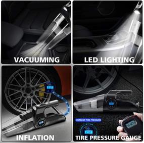 img 3 attached to JENABOM 6000PA Strong Suction Portable Car Vacuum Cleaner and Tire Inflator - 4-in-1 Corded Handheld Wet/Dry Cleaner with LED Light