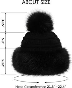 img 1 attached to Soul Young Women's Black Faux Fur Hat: Russian Cossack Knit Pom-Pom Ski Snow Cap for Winter – White