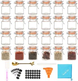 img 4 attached to 🏠 Premium 24 Pack: Homelike Style 3.4 oz Small Glass Spice Jars with Airtight Flip Top Lids - Chalkboard Labels, Funnel - Perfect for Home and Kitchen Storage