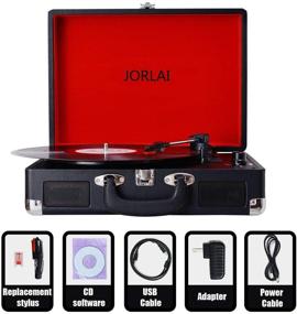 img 1 attached to JORLAI Bluetooth Turntable Nostalgic Phonograph Home Audio