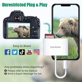 img 2 attached to 📱 DenicMic SD CF Card Reader for iPhone iPad - Compatible with SD CF TF Memory Cards - Digital Camera Reader Trail Game Camera Accessories - No App Needed