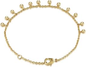 img 2 attached to 📿 AGVANA Yellow Gold Filled Bead Ball Dainty Bracelet for Mom Grandma - Fashion Jewelry for Women Girls Wife Lover Sister Her, Adjustable Extender 6.1"+0.8" - Enhanced SEO