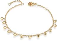 📿 agvana yellow gold filled bead ball dainty bracelet for mom grandma - fashion jewelry for women girls wife lover sister her, adjustable extender 6.1"+0.8" - enhanced seo logo