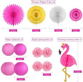 img 3 attached to 🌺 Hawaiian Luau Party Supplies: Latoy Flamingo Decorations, Hanging Paper Fans, Fiesta Accessories, Tissue Paper Flowers for Tropical Beach Luau Party, Birthday, Wedding, Photo Backdrop