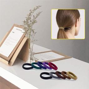 img 1 attached to 💁 IKOCO 50Pcs Seamless Cotton Hair Ties for Women and Girls - No Damage Ponytail Ties, Thick Hair Elastics