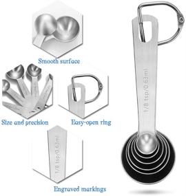 img 2 attached to 🥄 Stainless Steel Measuring Spoon Set - 6 Piece Metal Spoons for Precise Dry and Liquid Ingredient Measurement in Cooking and Baking