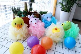 img 1 attached to 🛀 Soft Bathing Accessories Pack of 5: Shower Sponge Animal Bath Loofahs Pouf Wash Ball Puff Bulk Mesh Brush Luffa Body Scrubber for Kids, Toddler, Boys, Girls - Baby Shower Essential Skin Care