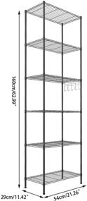 img 2 attached to 📦 Homdox 6-Tier Storage Shelf Wire Shelving Unit with Adjustable Leveling Feet, Stainless Side Hooks, Black - Free Standing Rack for Efficient Organization