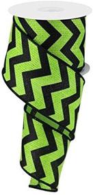 img 1 attached to 🎀 2.5-inch x 10 Yards Chevron Cross Royal Burlap Wired Edge Ribbon in Lime Green and Black